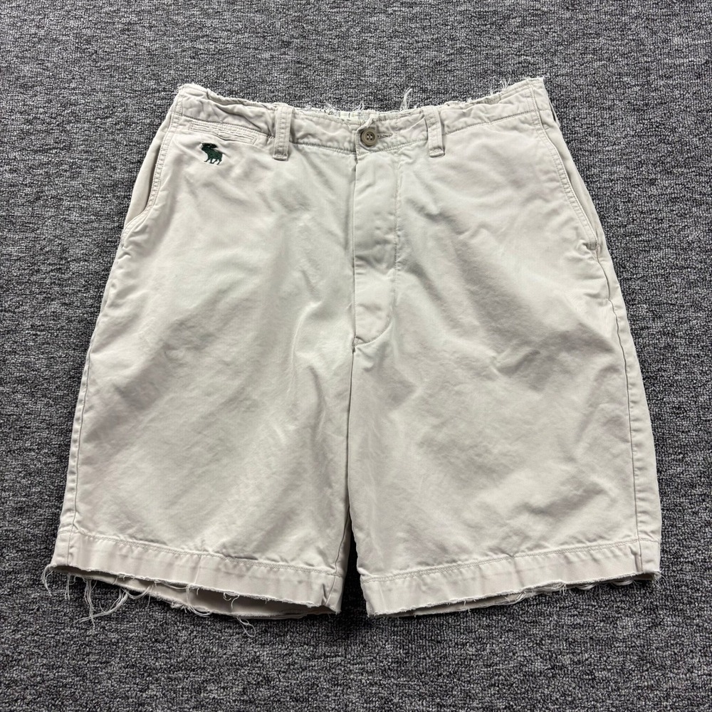 Y2K 2000s Abercrombie & Fitch Distressed Baggy White Shorts Mens Size 33